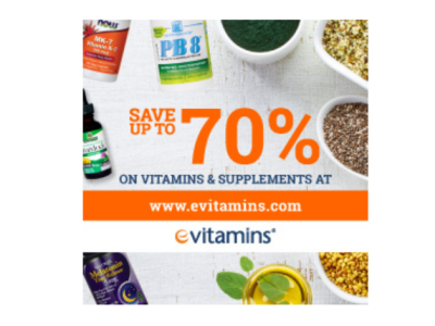 Save 70% on Vitamins & Supplements
